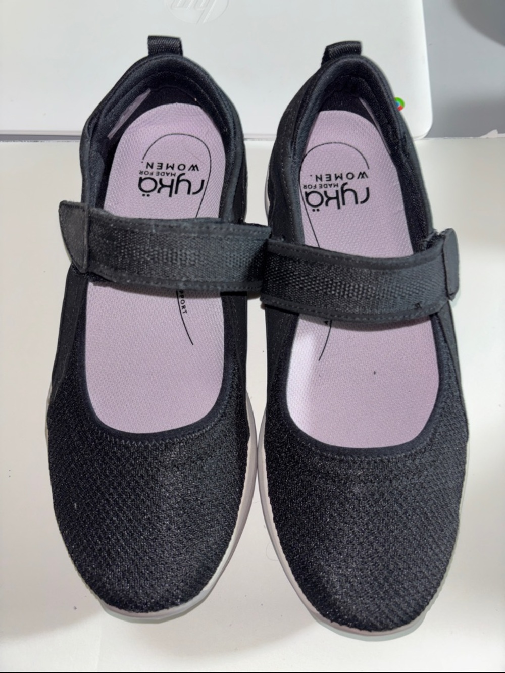 Ryka Black Mary Jane Sneakers with Light Purple Insole
